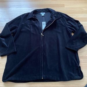 Womens NWT size 1X Jennifer Moore black corduroy zipper jacket